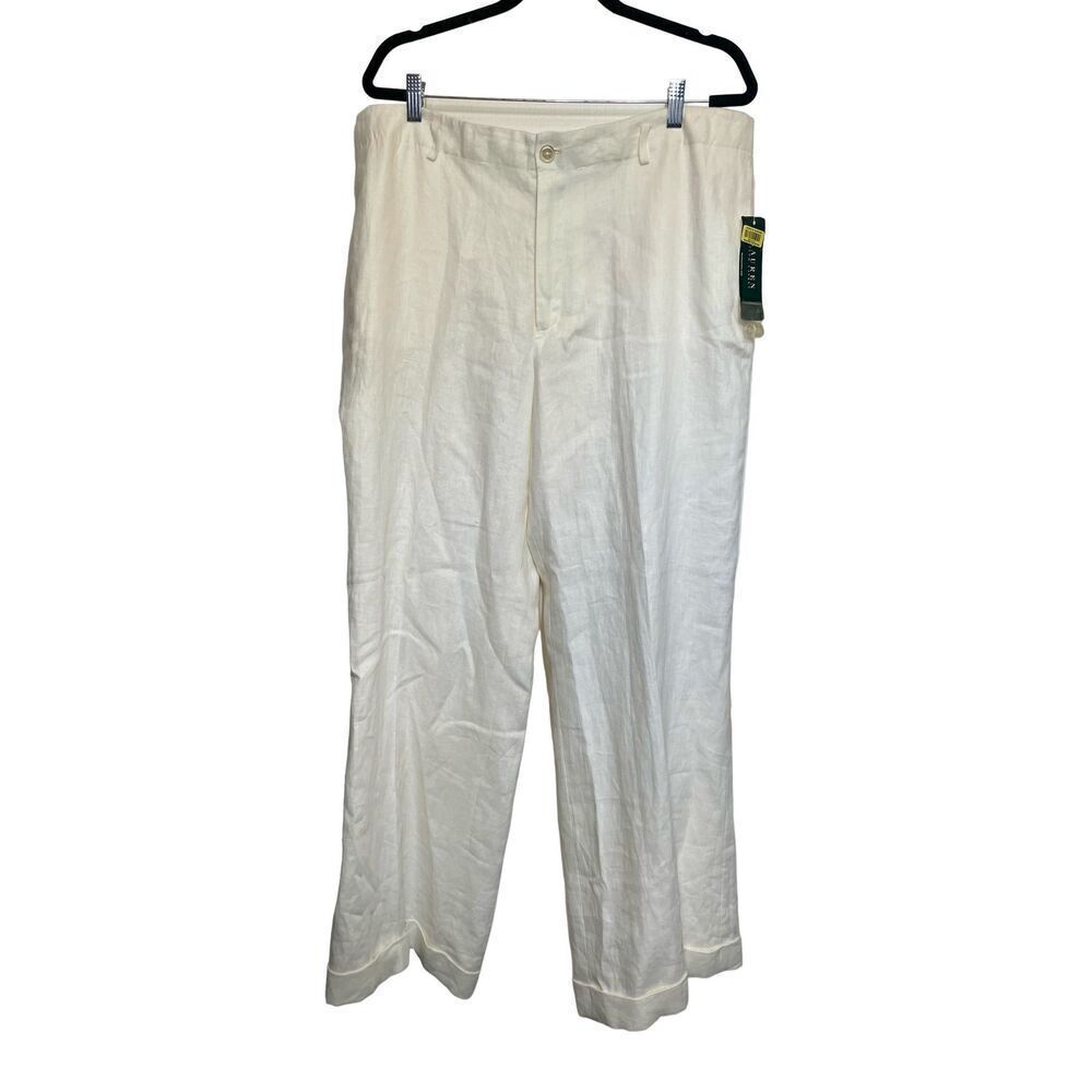 Lauren Ralph Lauren wide leg linen pants in English Cream size 16 NWT